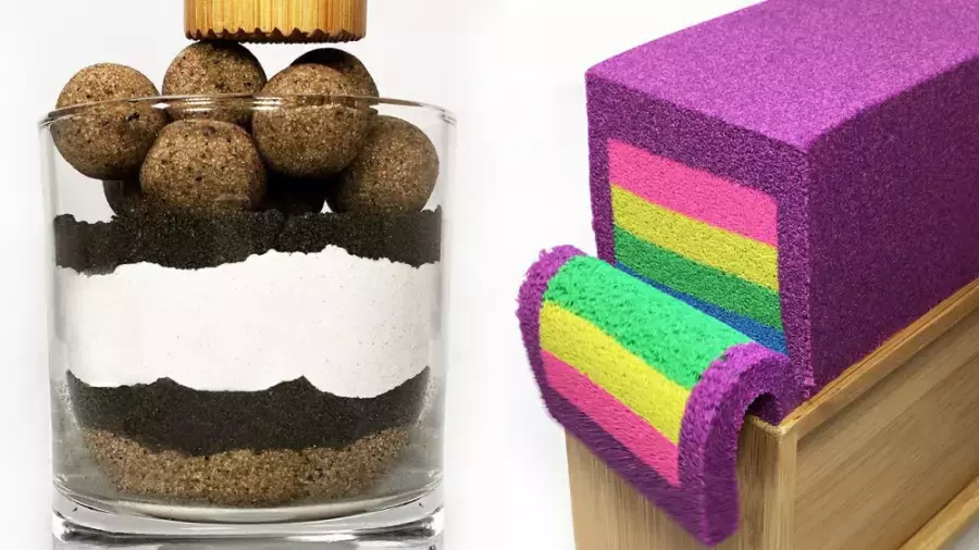 شن بازی کودکانه | برش شن های جنبشی رنگارنگ | شن بازی اسمر