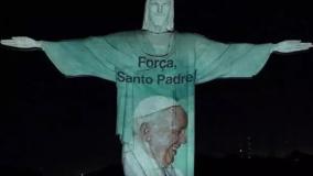 تصویر پاپ فرانسیس روی مجسمه مسیح ریو! ۱۱ اسفند ۱۴۰۳