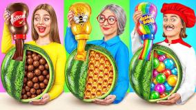 چالش غذایی با مادربزرگ جدید : درست کردن ژله و کیک خنده دار