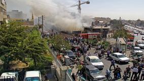 آتش‌سوزی طبقه اول یک کارگاه در سه‌راه آذری تهران! 28 اردیبهشت 1404