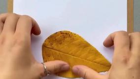 کاردستی دایناسور با برگ درخت