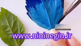 کاردستی پروانه با برگ گل