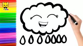 نقاشی زیبا ابر و رنگین کمان | نقاشی ابر کودکانه | آموزش نقاشی رنگین کمان برای کودکان