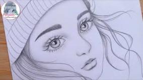 نقاشی با مداد نقاشی زیبای صورت دختر/طراحی دختر