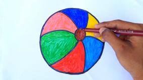 آموزش نقاشی کودکان - نقاشی توپ رنگی- نقاشی ساده برای کودکان