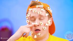 چالش غذا خوری اسمر | چالش خوراکی و  پاپ کورن