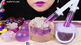 چالش غذا خوری فود اسمر با موضوع اسمر خوراکی های بنفش