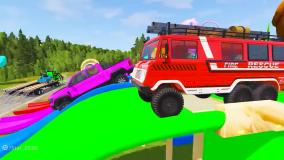 کارتون ماشین بازی جدید ماشین و موانع خطرناک | برنامه کودک ماشین بازی رنگی