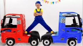 برنامه کودک ماشین بازی کودکانه با سنیا : تریلی حمل ماشین های کوچک اسپرت!