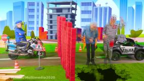 ماشین بازی کودکانه :: بازی بچه ها با ماشین های پلیس و دوچرخه