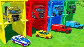 فیلم ماشین بازی کودکانه - ماشین پلیس - ماشین آتش نشانی - بازی ماشین جدید