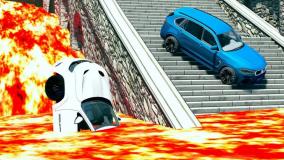 کارتون ماشین بازی جدید سقوط ماشین در آتشفشان | انیمیشن ماشین بازی رنگی