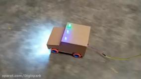 آموزش ساخت کاردستی ماشین کنترلی با کارتن مقوایی و موتور آرمیچر DC