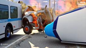 کارتون ماشین بازی جدید :: سقوط هواپیما در بزرگراه و تصادف شدید و زنجیر وار