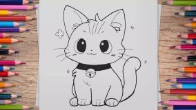 نقاشی کودکانه گربه بامزه برای پسرها و دخترها | مخصوص سنین ۳ تا ۱۰ سال