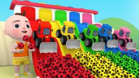 کارتون ماشین اسباب بازی طولانی : آموزش رنگ با تراکتور!