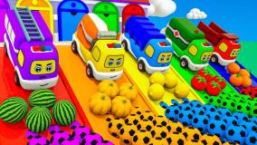 کارتون ماشین بازی جدید : آهنگ شاد و آموزش میوه ها!