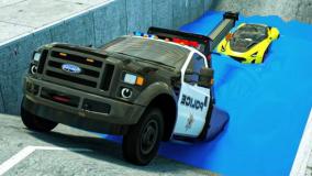 کارتون ماشین پلیس :: گیر افتادن ماشین اسپرت در گودال آب و کمک ماشین پلیس