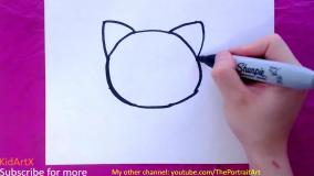 آموزش نقاشی گربه کارتونی و بامزه