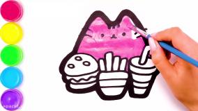 آموزش نقاشی گربه و خوراکی