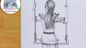 نقاشی زیبا دختر با مداد