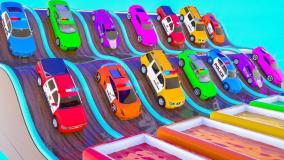 کارتون ماشین های رنگی : رنگ آمیزی ماشین پلیس : ماشین بازی کودکانه