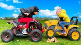فیلم ماشین بازی کودکانه پسرانه با الکس تراکتور و ماشین قرمز بزرگ اسباب بازی