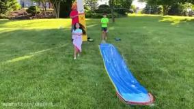 هایدی و زیدان - بازی هیجان انگیز با سرسره های آبی