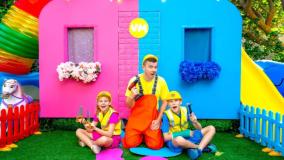 برنامه کودک وانیا مانیا ساخت خانه / آبی در مقابل صورتی / سرگرمی کودک