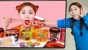 چالش موکبانگ دونا : چالش غذایی : چالش خوراکی : چالش جدید نودل اسپایسی