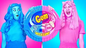 چالش خوراکی دخترونه صورتی و آبی