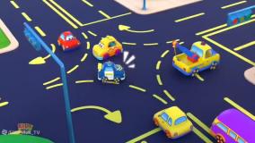 کارتون ماشین پلیس رنگارنگ کودکانه