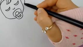 آموزش نقاشی زیبا و آسان نوزاد | نقاشی زیبای بچه کوچولو
