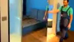 درب ریلی شیشه ای حمام