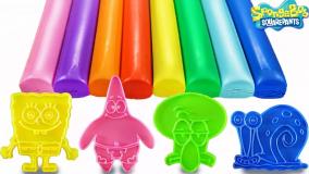 خمیر بازی با قالب های کارتون باب اسفنجی ؛ خمیر بازی کودکان ؛ آموزش رنگها