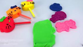 آموزش خمیربازی برای کودکان نوپا ؛ آبنبات های چوبی هلو کیتی با خمیر ؛ آموزش رنگها