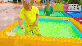 ولاد و نیکی جدید - ماجراهای ولاد و نیکی - ولاد و نیکیتا - چالش استخر 4 رنگ