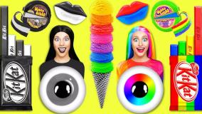 چالش غذایی جدید _ چالش غذا خوری _ چالش رنگین کمان درمقابل سیاه و سفید تا 24 ساعت