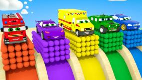 برنامه کودک ماشین ها ، ماشین های رنگی روی توپ های رنگی ، کارتون ماشین بازی