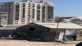 فرو ریختن مهیب برج الرویا بر اثر حمله رژیم اسرائیل!