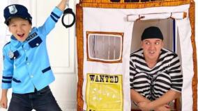 بازی دزد و پلیس با سنیا و بابایی   ماشین بازی کودکانه