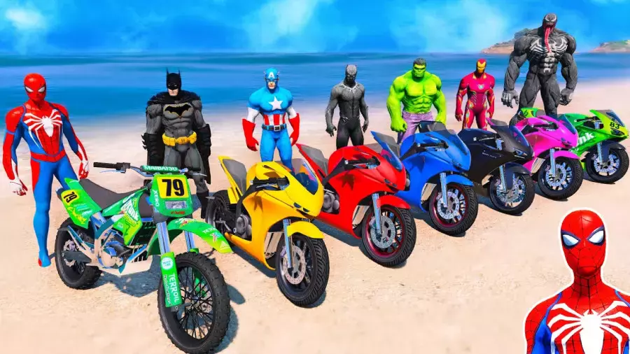 انیمیشن مرد عنکبوتی جدید :: مسابقه موتور سواری خفن ابرقهرمانان مارول و اسپایدرمن