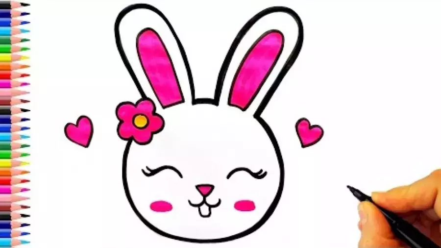 آموزش دلنشین نقاشی کودکانه : نقاشی بسیار زیبای خرگوش