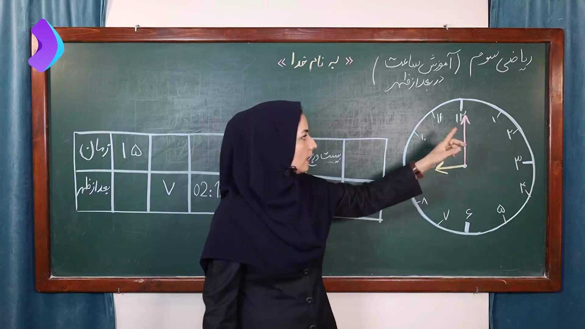 آموزش ساعت در بعد از ظهر ریاضی سوم دبستان