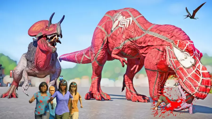 مبارزه دایناسور سوپرمن و دایناسور اسپایدرمن