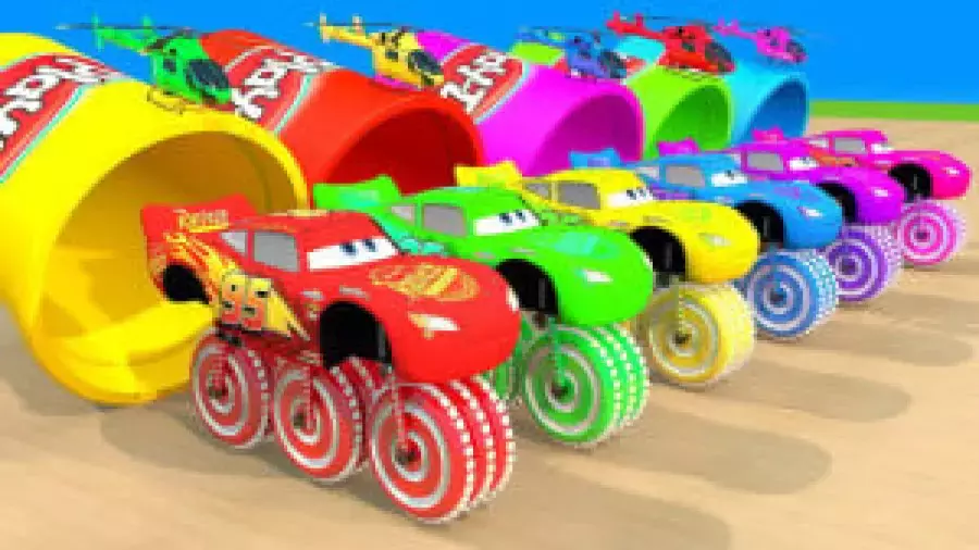 آموزش رنگ ها با ماشین های کارتونی ؛ برنامه کودک ماشین ها ؛ کارتون ماشین بازی