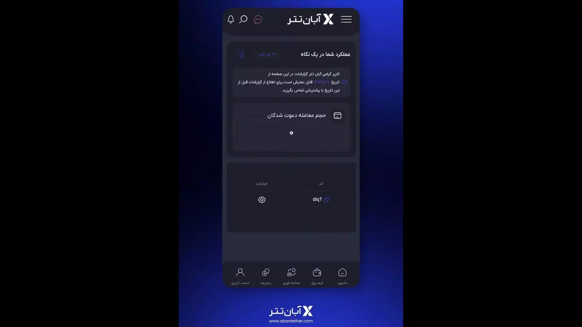 هدیه 30 درصدی کارمزد معاملات دوستان با کد معرف آبان تتر!