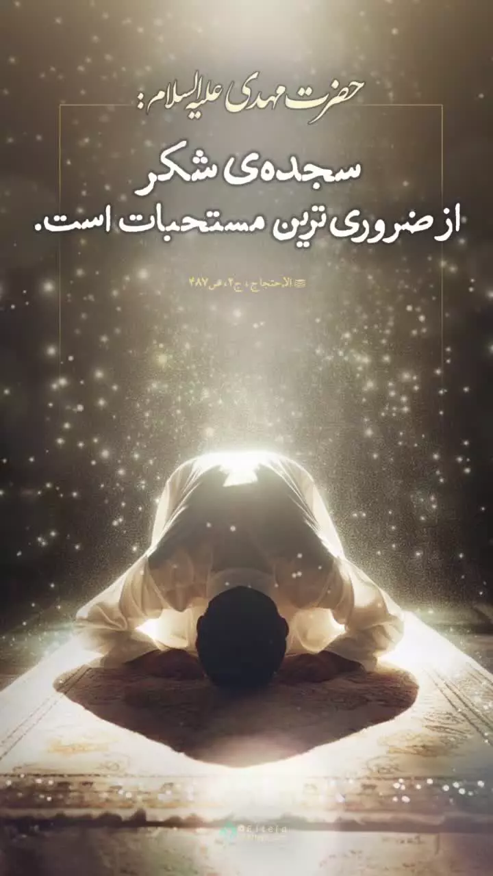 🔻قال المهدي علیه‌السلام:  🔸سجده‌ی شکر از ضروری‌ترین