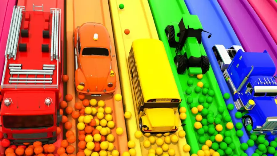 کارتون ماشین های رنگی : داستان چالش توپ های رنگی