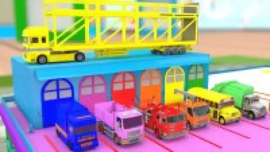 کارتون ماشین های رنگی طولانی : ماشین های بزرگ و استوانه های رنگی